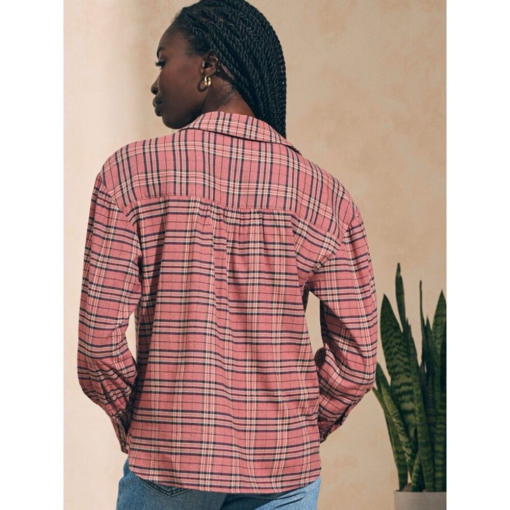 Faherty Olli Top In Red Mountain View Plaid Womens Size Large L Preppy Casual - Picture 4 of 14